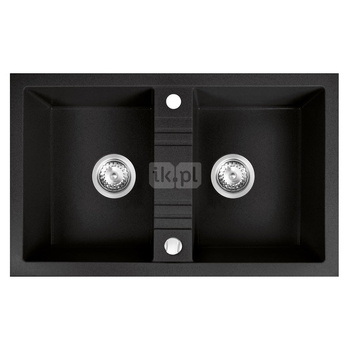 MEZZO II zlewozmywak granitowy 2-komorowy  48/78, grafit