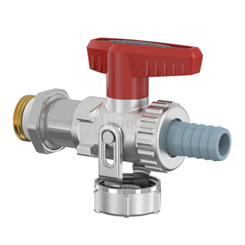 Zawór kulowy Simplex KFE DN 15 prosty ze złączką do węża, wersja długa