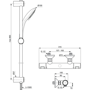 CERATHERM T25 SYSTEM NAT. DESZCZ. 900MM