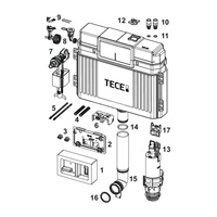 Spłuczka podtynkowaTECETECE, 740 x 500 x 145 mm, uruchamiana od przodu, z kolanem odpływowym 269mm