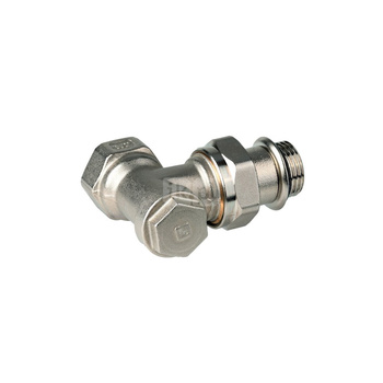 Zawór powrotny VERAFIX-E, kątowy,1/2", gwint wewnętrzny, ze złączką do grzejnika z uszczelnieniem miękkim