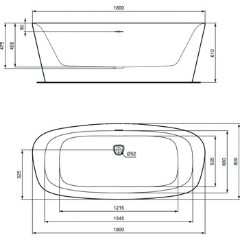 DEA WANNA WOLNOSTOJ. 180X80 SILK WHITE