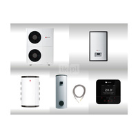 Pompa ciepła powietrzna powietrze-woda monoblok SAUNIER DUVAL GeniaAir HA 10-6 O 9.2 kW 400 V + Moduł naścienny HE 9-6 WB + Zasobnik c.w.u. FEW 300 + Zasobnik buforowy VNR 100 + Regulator SRC 720