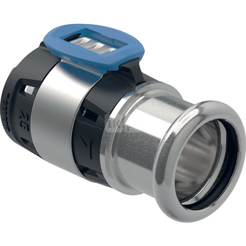 Złączka przejściowa  GEBERIT FlowFit, stal crnimo 1.4401, 40 mm x 35 mm (łącznik zaprasowywany x mufa zaprasowywana)