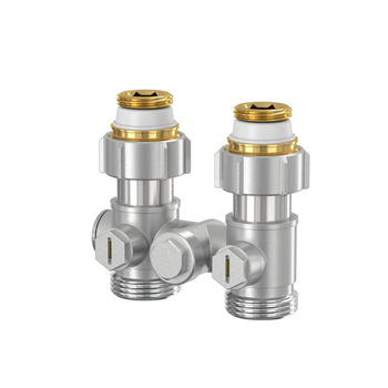 Moduł przyłączeniowy prosty FLAMCO MEIBES mosiądz (niklowanie) 1/2'' GZ x 3/4'' Eurokonus, rozstaw 50 mm do grzejników