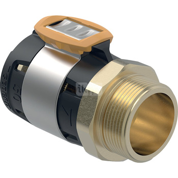 Złączka przejściowa  GEBERIT FlowFit, brąz krzemowy bezołowiowy, 1 1/2'' x 50 mm (GZ x łącznik zaprasowywany)