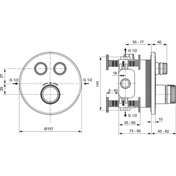CERATHERM NAVIGO Bateria natryskowa 2P RD KIT2