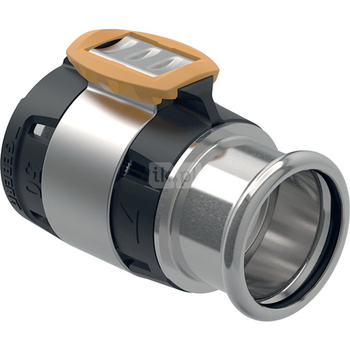 Złączka przejściowa  GEBERIT FlowFit, stal crnimo 1.4401, 63 mm x 54 mm (łącznik zaprasowywany x mufa zaprasowywana)