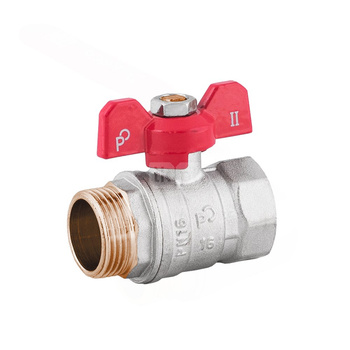 Zawór kulowy PERFEXIM 1041 mosiądz niklowany, PN16 3/4'' gz x gw, uchwyt: motylek