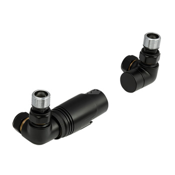 PHA-037CM Kpl. termostatyczny "lewy" z nastawą wstępną do podłączenia grzejnika łazienkowego czarny mat