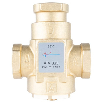 Zawór temp.powrotu kotła ATV 335, DN25, Rp1", 55°C, Kvs 9 m3/h-AFRISO