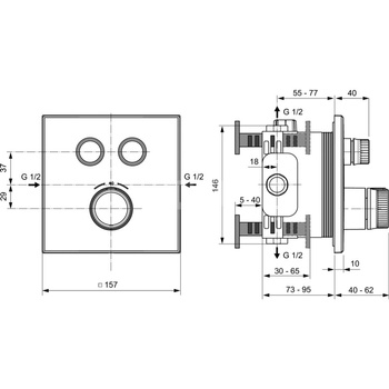 CERATHERM NAVIGO Bateria natryskowa 2P SQ KIT2