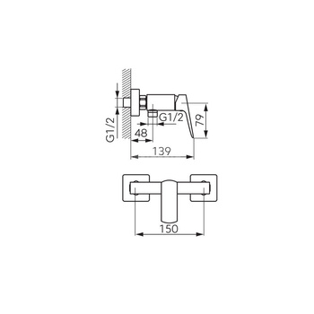 Bateria natryskowa ścienna FERRO VITTO VerdeLine, kolor czarny