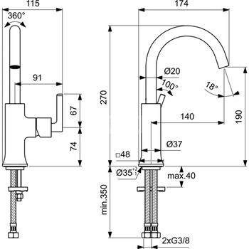 JOY NEO Bateria umywalkowa 1OT PICCOLO CHR