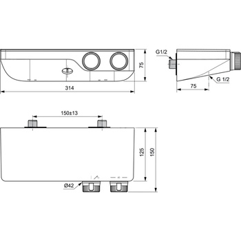 CERATHERM S200 Bateria natryskowa z półką