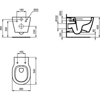 CONNECT MISKA WISZĄCA 54CM BEZRANT. B/K