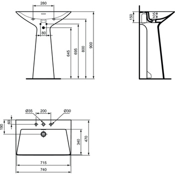 TIPO-Z Umywalka stojąca GLOSS White 3TH