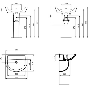 EUROVIT Umywalka 60cm B/O