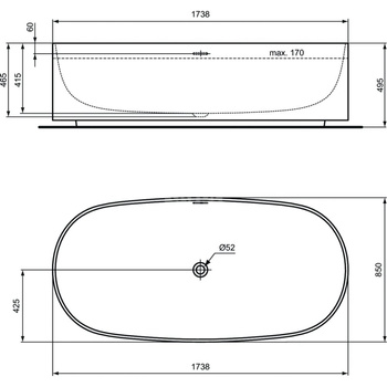 LINDA-X Wanna 174x85 MATT WH SOLID