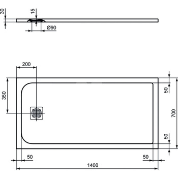 ULTRAFLAT S BRODZIK 140X70 CONC GR