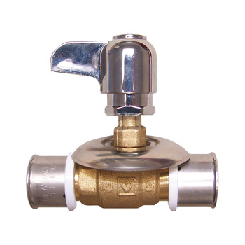 Zawór kulowy HERZ P72XX mosiądz chromowany, PN16 DN 15-16 x 2,0 zw x zw podtynkowy, uchwyt: pokrętło