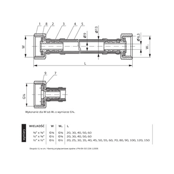 Wąż przyłączeniowy elastyczny PERFEXIM PHA-9110 DN 8, gw x gw, 1/2'' x 1/2'', długość 400 mm