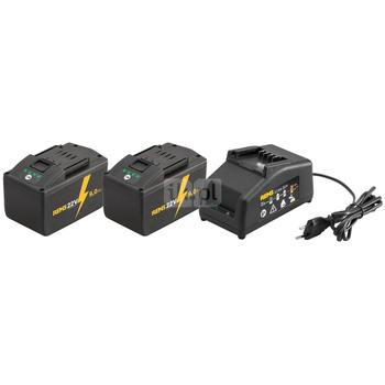 REMS POWER-PACK 22V, 9,0AH AKKU X2 +LADEGERÄT 230 V, 90 W