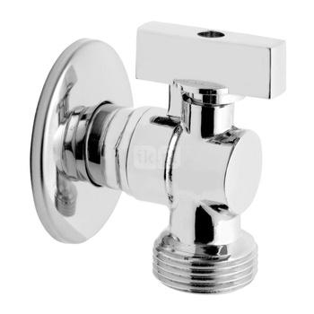 Zawór kulowy FERRO Z rozetą 1/2'' x 3/4'' kątowy, uchwyt: motylek metalowy