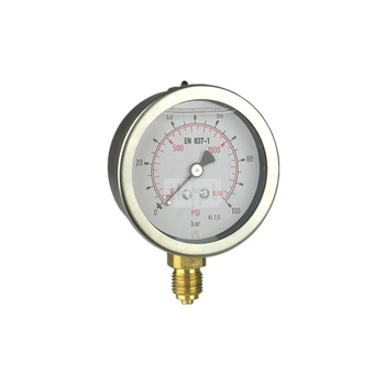 Manometr z rurką Bourdona AFRISO RF wstrząsoodporny -1/9 bar radialne G1/4B fi 63 mm, kl. 1.6%