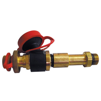 Zawór regulacyjno-pomiarowy HERZ długi ze spustem mosiądz (czerwony), 1/4'' Gwint zewnętrzny