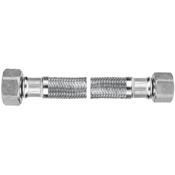 Wąż przyłączeniowy elastyczny FERRO z oplotem (stal), GW x GW, 1/2'' x 3/8'', długość 100 mm
