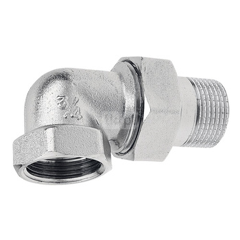 Śrubunek kątowy z uszczelką 90' FERRO, mosiądz (chrom), 3/4'' (GW x GZ)