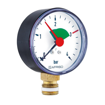 Manometr z rurką Bourdona AFRISO HZ grzewczy 0/4 bar radialne G3/8B fi 63 mm, kl. 2.5%