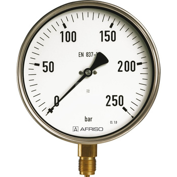 Manometr z rurką Bourdona AFRISO RF przemysłowy D411 0/1000 bar ekscentryczne G1/2B fi 100 mm, kl. 1,0%