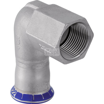 Kolano 90' GEBERIT Mapress Edelstahl przejściowe, stal nierdzewna, 3/8'' x 15 mm (GW x mufa zaprasowywana), (głębokość: 37 mm) z uszczelką