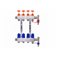 Rozdzielacz do ogrzewania podłogowego QIK Optimo BASIC III - RNZT-2-50 4-obieg. inox gw 1'' x gz 3/4'' + przepływomierz