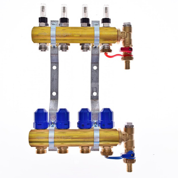 Rozdzielacz do ogrzewania podłogowego QIK Optimo MAGNET III - RMSZT-2-50-M 7-obieg. mosiądz gw 1'' x gz 3/4'' + przepływomierz