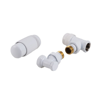 PHA-025W Komplet termostatyczny kątowy do podłączenia grzejnika (biały)