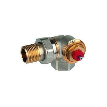 Zawór termostatyczny, narożny prawy, wkładka FX, 3/8", gwint wewnętrzny, ze złączką do grzejnika z uszczelnieniem metal-metal