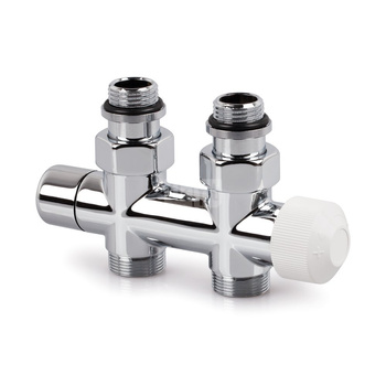 Zawór podwójny Therafix Design, chrom, prosty, 1/2", niezbędne złączki FEM24C/FEM24P/FEM24M