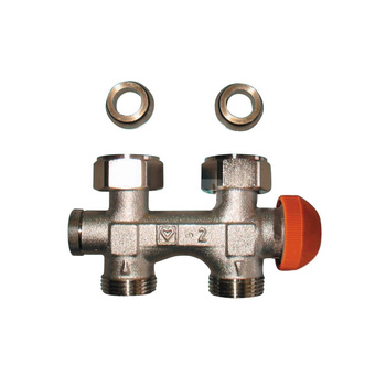 Zestaw przyłączeniowy grzejnikowy dwururowy HERZ TS-3000 (3691) 3/4'' x 3/4'', rozstaw 50 mm, zawór prosty przystosowany termostatycznie