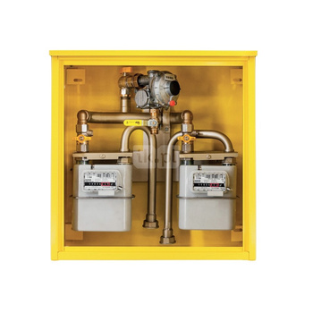 Punkt redukcyjno-pomiarowy na 2 gazomierze G4, w skrzynce metalowej 600x600x250 - żółty