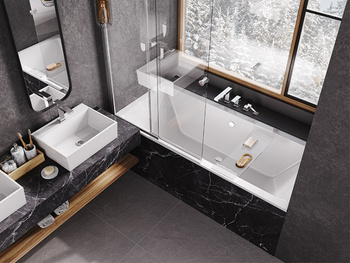 EASY SLIDE parawan nawannowy 2-skrzydłowy przesuwny przejrzyste szkło - BESCO