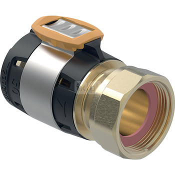 Złączka przejściowa GEBERIT FlowFit, brąz krzemowy bezołowiowy, 2 3/4'' x 63 mm (nakrętka x łącznik zaprasowywany)