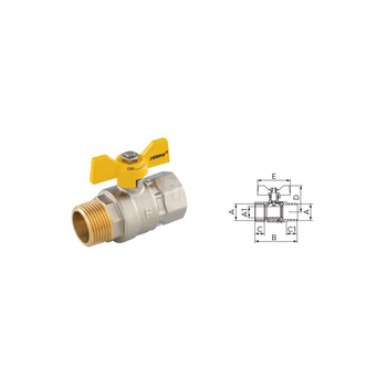 Zawór kulowy gazowy 1" GW-GZ typ G18 z motylkiem