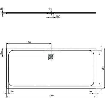 ULTRAFLAT S Brodzik 200x90 CONC GR RECT
