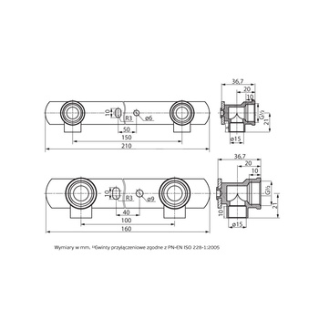 5119 O15xG1/2x100 PN16 Łączniki instalacyjne O15xG1/2 końcówki do kapilarnego lutowania miękkiego EN 1254-1, EN 1254-4