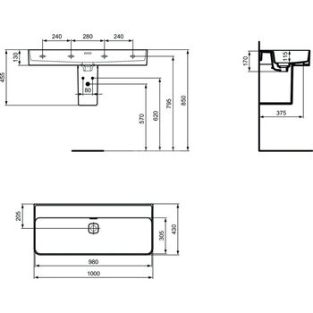 STRADA II UMYWALKA 100 CM B/O