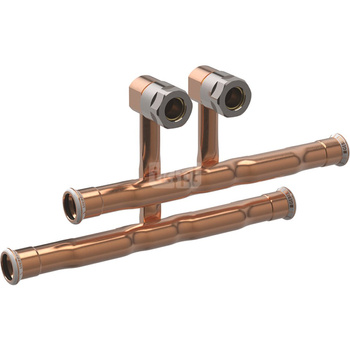 Trójnik GEBERIT Mapress 90' żywica kamienna 22 mm x 15 mm x 22 mm (mufa zaciskowa x śrubunek przyłączeniowy do eurokonus x mufa zaciskowa)