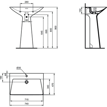TIPO-Z Umywalka stojąca SILK White 1TH